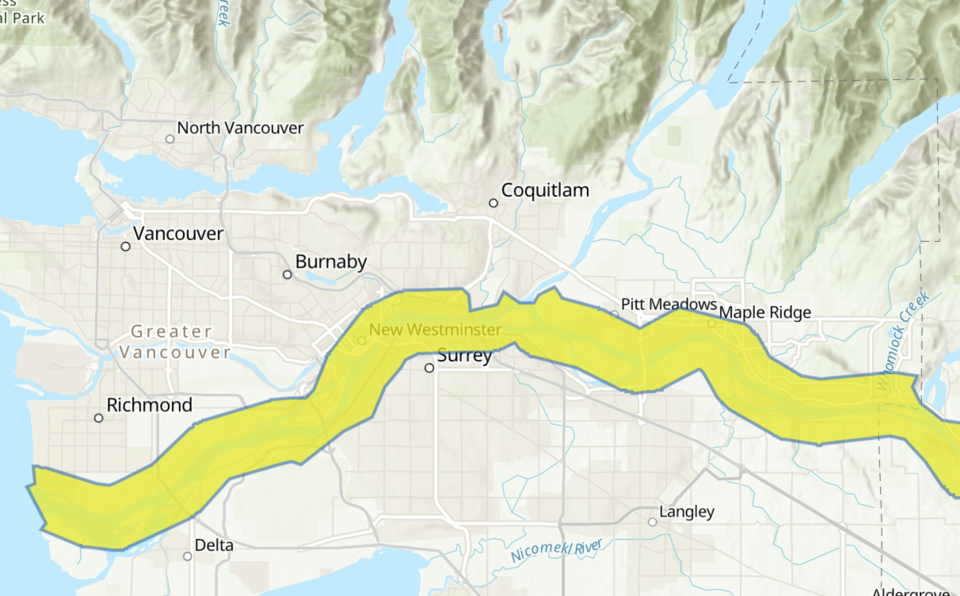 As a flood peak makes its way south, the Lower Fraser River is expected to see surging flows, which
