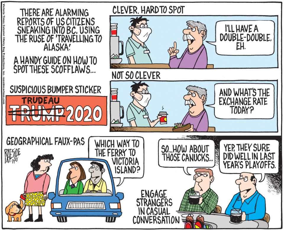 Adrian Raeside cartoon, July 4, 2020, American travellers