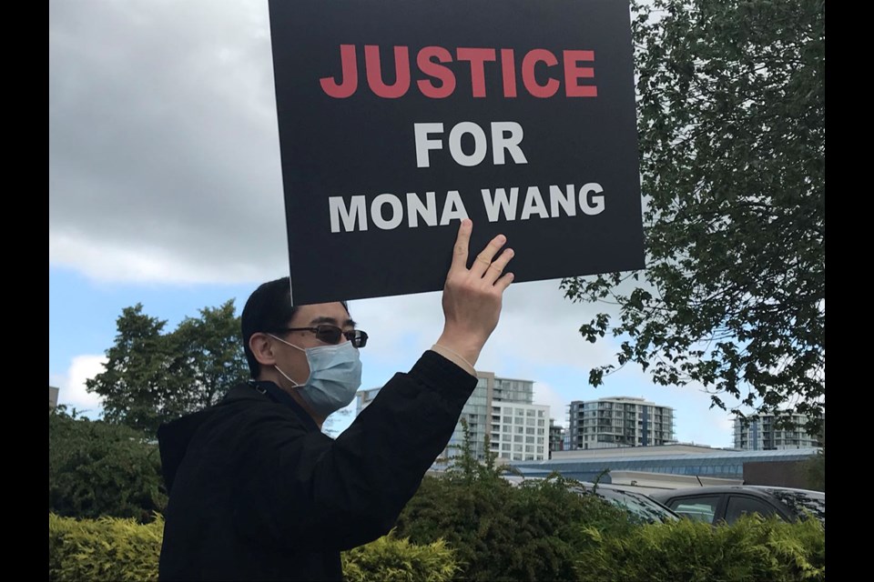 Richmond residents held a rally Saturday to show support for Mona Wang, a UBC nursing student who was dragged and stepped on by an RCMP officer during a wellness check, and to protest police brutality.