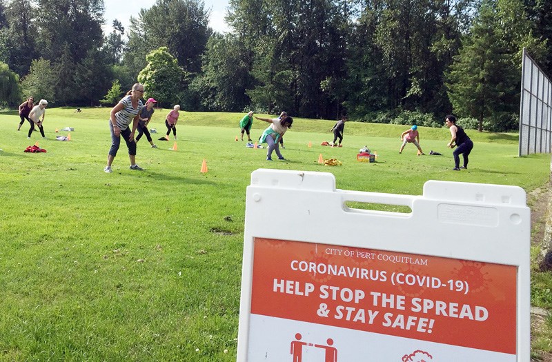 A fitness class was held today outside in Gates Park in Port Coquitlam