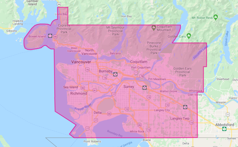 Map of Metro Van