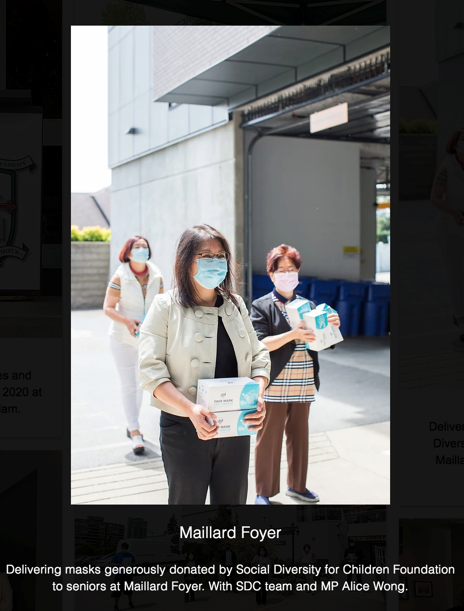 In other photos of Shin distributing masks, she is wearing one herself.