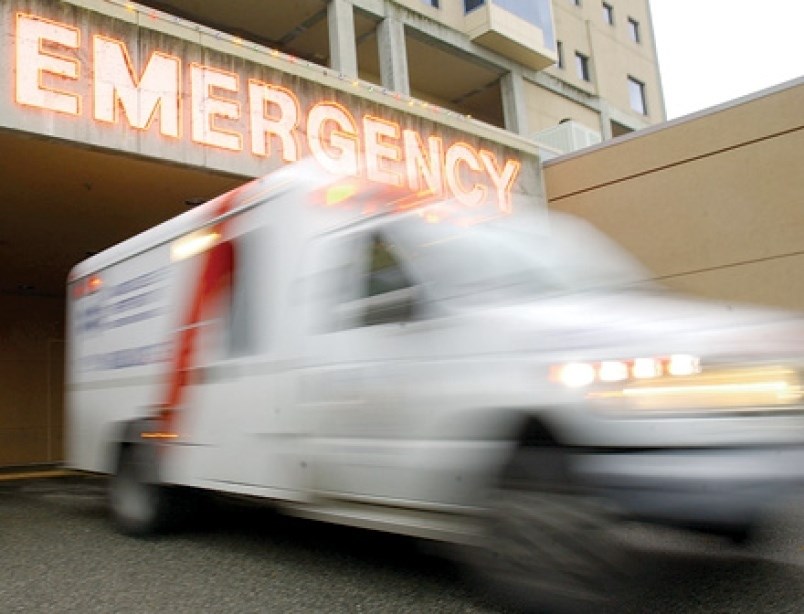 A woman was taken to hospital via ambulance