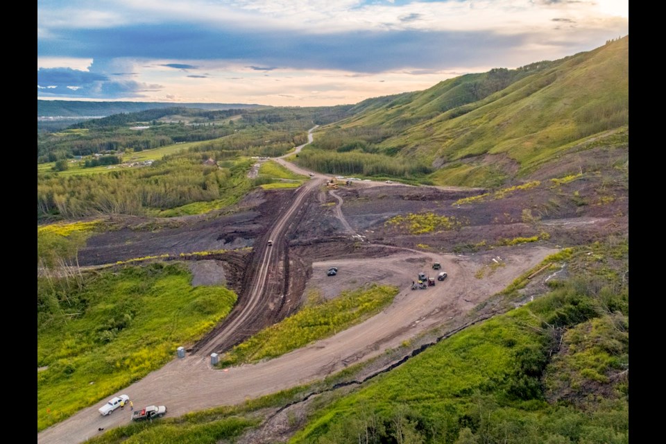 Ministry of Transportation crews built a temporary swamp-mat road through the Old Fort landslide and opened it to traffic on July 9, 2020.