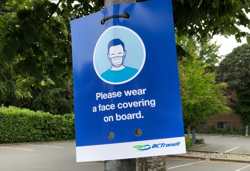 B.C. Transit sign face coverings request