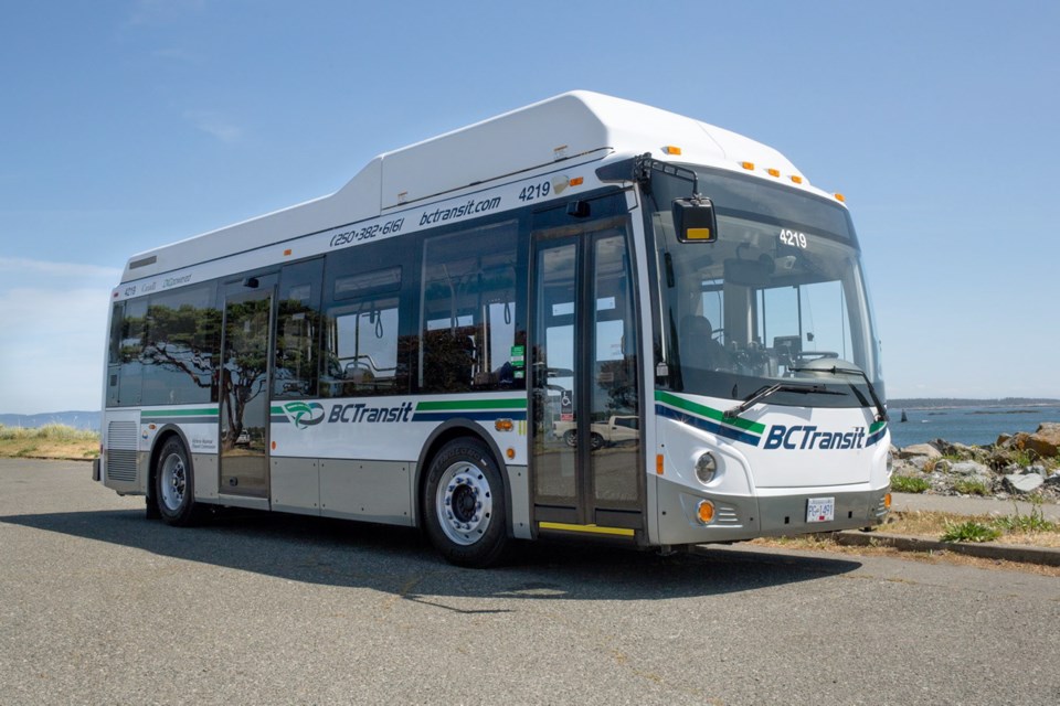 The 30-foot-long CNG buses joining the B.C. Transit fleet have a capacity for 24 seated passengers and 20 standees, along with a bike rack that can accommodate three-inch tires.