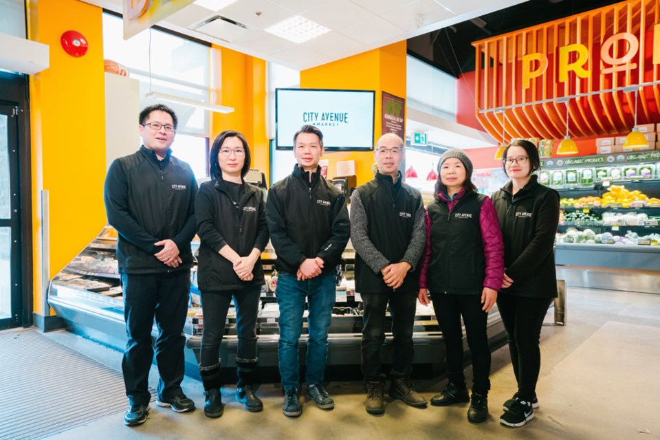 From left to right: Eric Siu, Mandy Fung, Gary Joe, Glen Joe, Cindy Joe, Fei Lin of City Avenue Market.