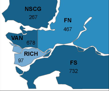 Cumulative cases of COVID-19 broken down by health delivery area from Jan. 1 to July 23, 2020.