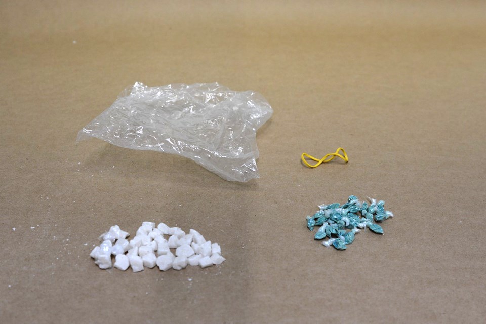 Police seized suspected crack cocaine and fentanyl packaged for sale after arresting five people suspected of street-level drug dealing in Burnaby last week.