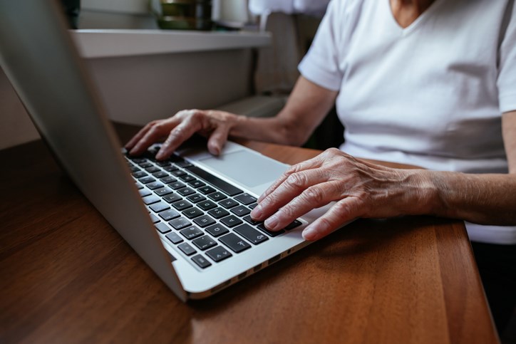 seniors, online, computer, stock photo