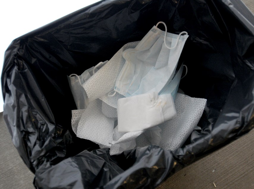 face masks in garbage