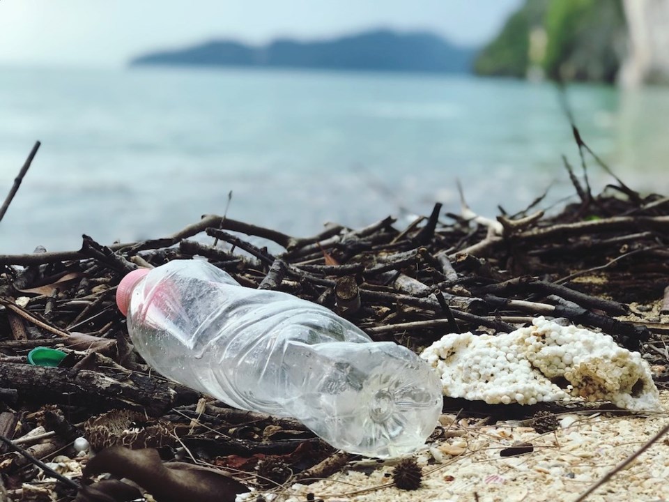 plastic bottle on beach