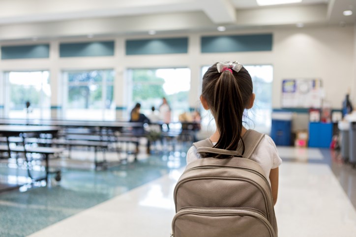 student in cafeteria