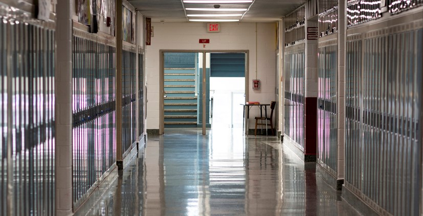 school hallway, stock photo