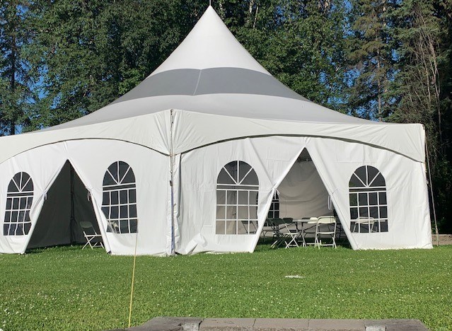 The Prince George Hospice Society has erected a large tent to support families waiting to go into the hospice house to visit dying loved ones. The tent is available, by donation, to anyone in the community for funerals or celebrations of life.