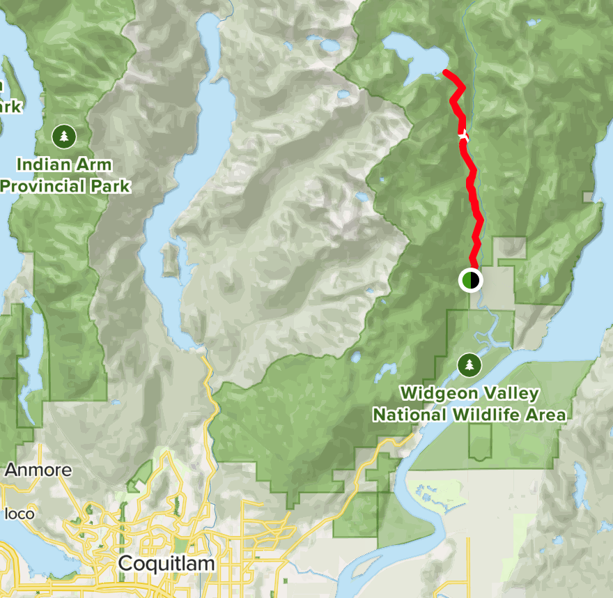 Widgeon Lake is about 20 kilometres as the helicopter flies northeast of Coquitlam.