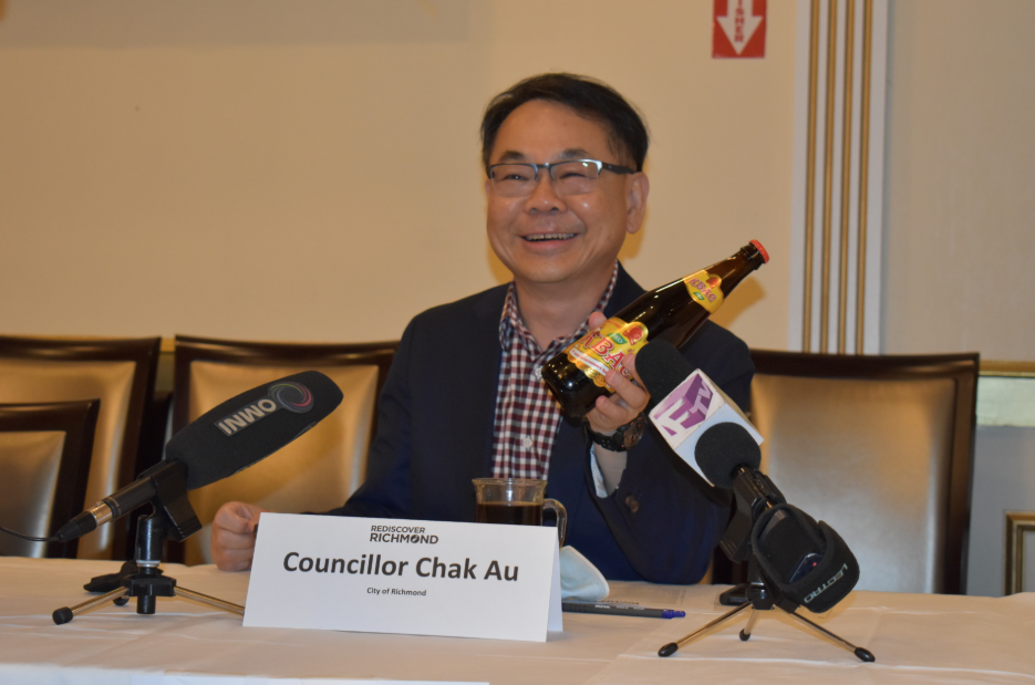 City of Richmond councillor Chak Au was showcasing an item he bought from Richmond's Russian grocery store.