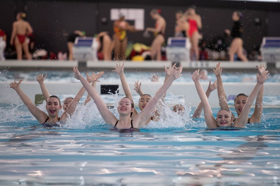 Chenille Wong competes as part of the UBC synchronized swimming team at the 2019 National Championships. While close-quarter social activities like this appear out due to the pandemic, Wong is trying to connect first-year students virtually through her matchmaker service for friends, Sociable.
