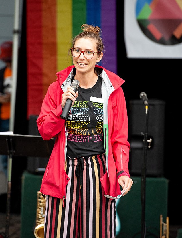 Coun. Jenna Stoner at the 2019 Pride march.