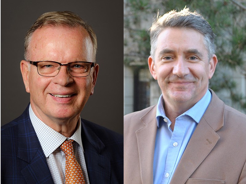 Bruce Ralston [left] and Powell River-Sunshine Coast MLA Nicholas Simons