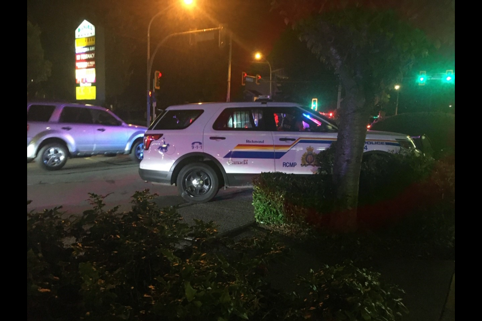 This photo shows the damage to the RCMP vehicle after it collided with a Range Rover on Thursday night. Robert Jackson photo