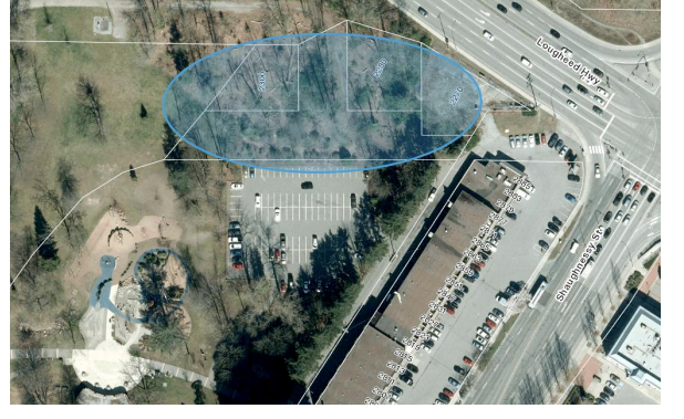 The location of the whimsical garden in the city's plans.