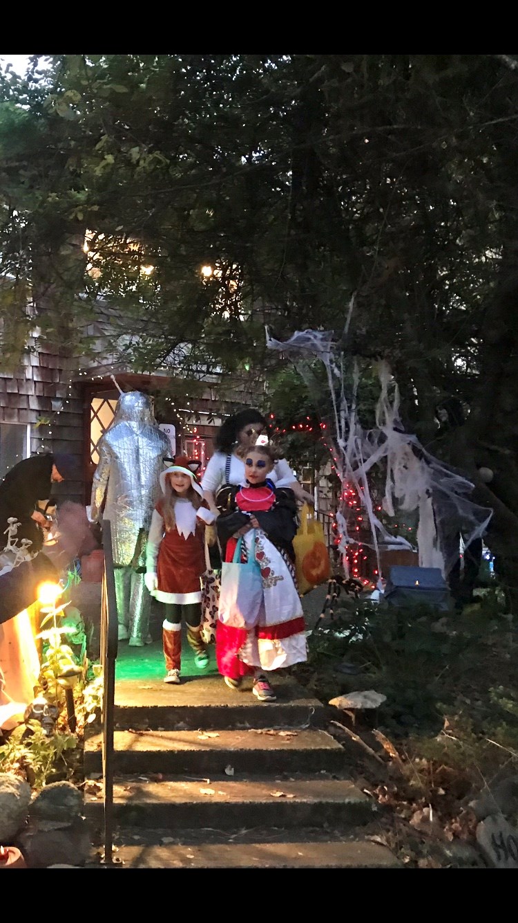 Trick-or-treaters in Deep Bay.