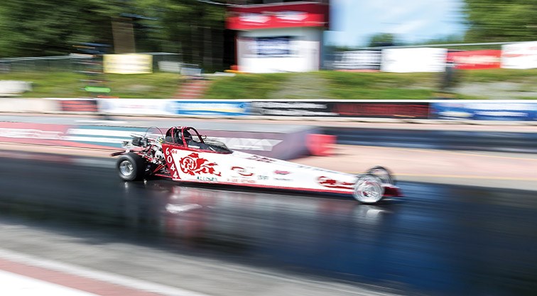 Citizen Photo by James Doyle. Rhiannon Allison speeds down the track at NITRO Motorsports Park on Sunday while competing in the JR Drag class during day two of the 5th Annual Big Bux Shootout drag race meet.