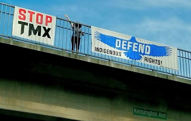 trans mountain banner burnaby