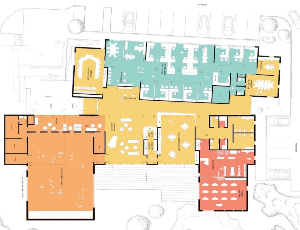 Community centre floor plan - daytime use vignette