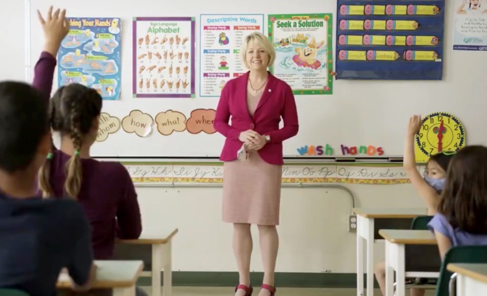Provincial Health Officer Dr. Bonnie Henry in a B.C. government advertisement about its back-to-scho