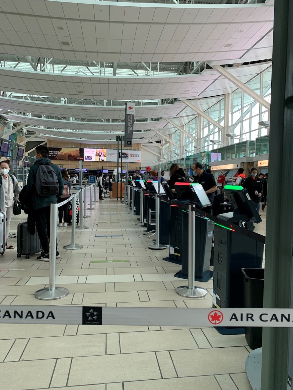 The check-in area at YVR.