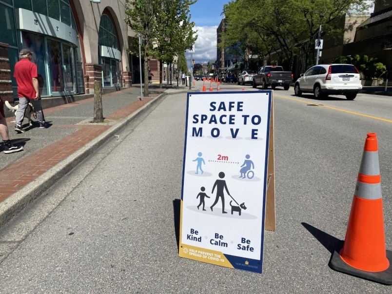 physical distancing, lane closures, Sixth Avenue, uptown