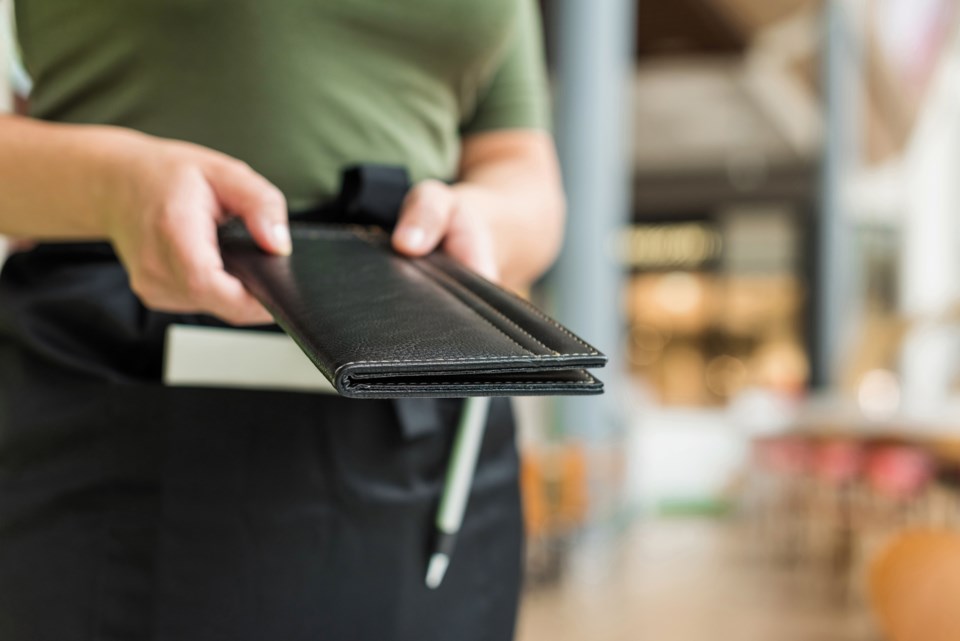 restaurant, server, bill, stock photo