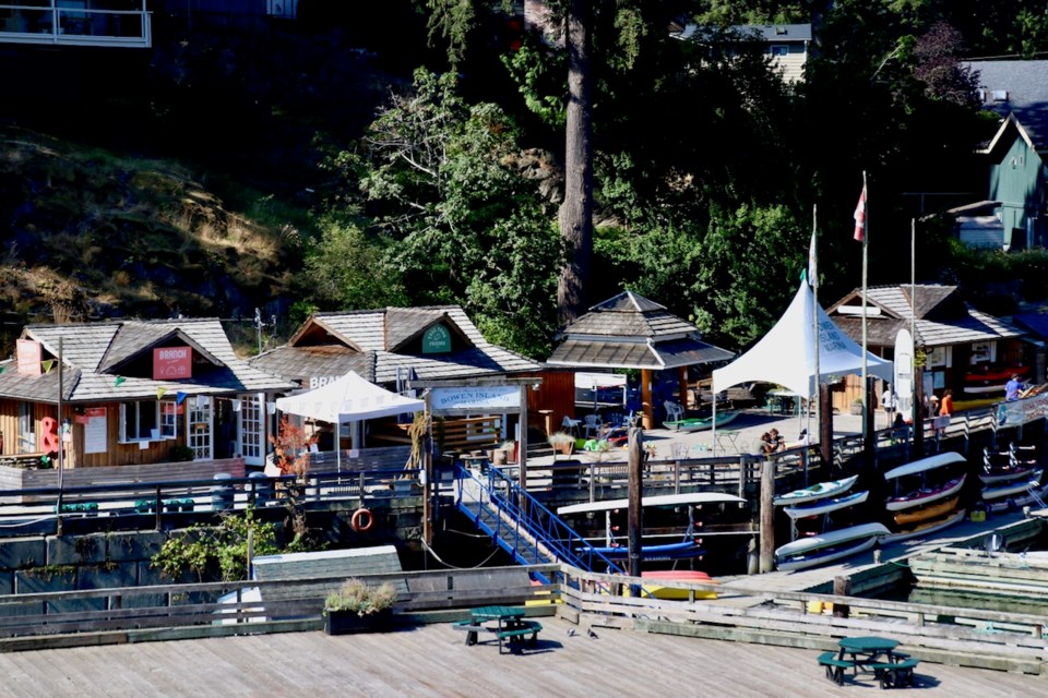 A shot of Bowen Island Marina pier taken from the ferry