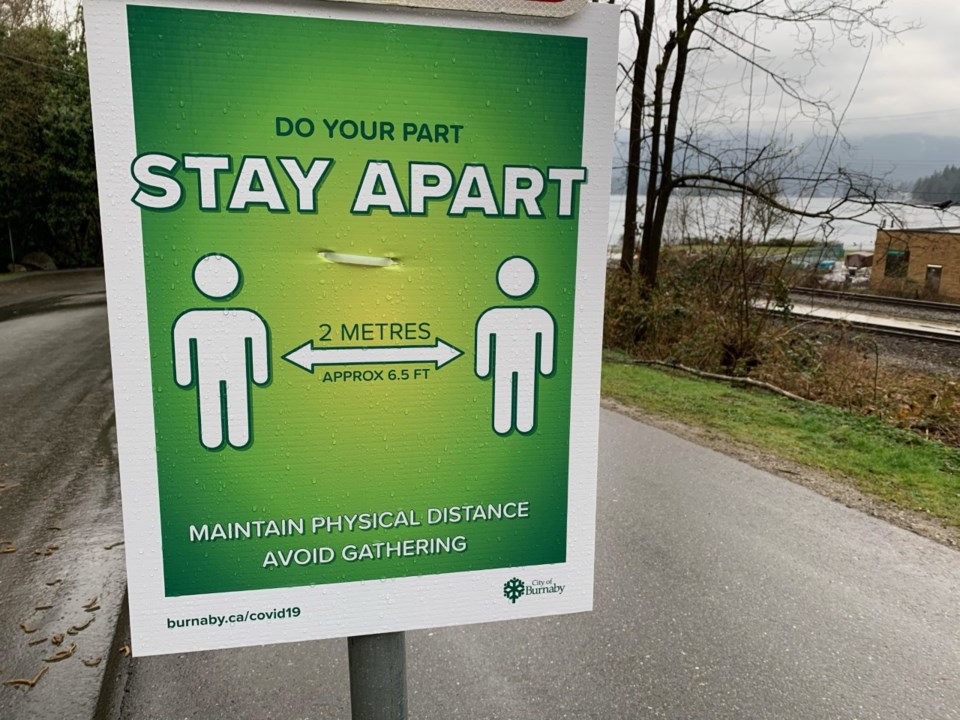 social distancing, park sign, Burnaby, Barnet