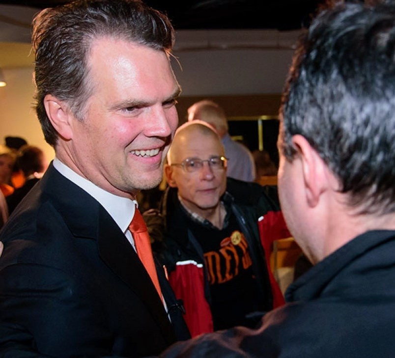 Then-MP Fin Donnelly on election night, Oct. 19, 2015. Donnelly was proclaimed the BC NDP candidate