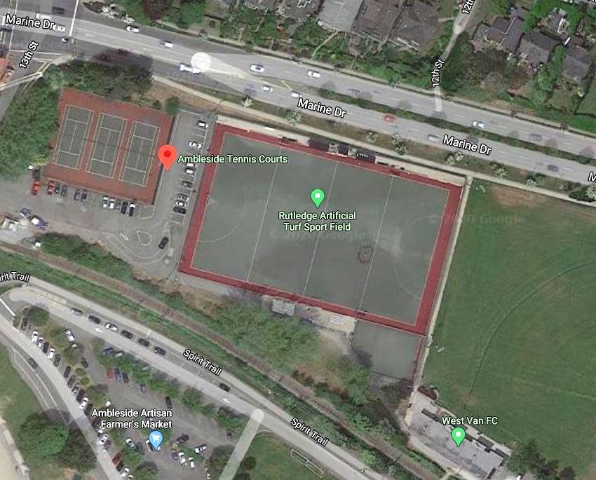 Ambleside tennis courts aerial view Google Maps
