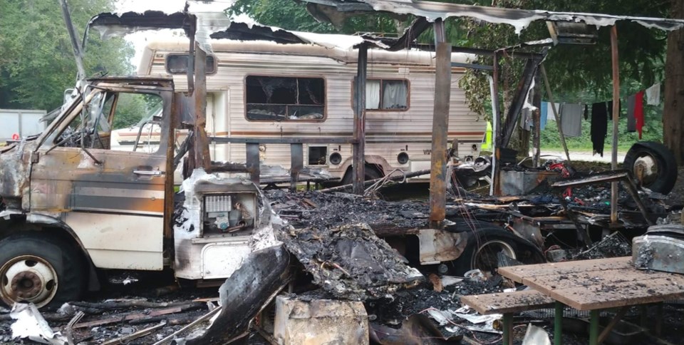 Burned out RV at the District campground.