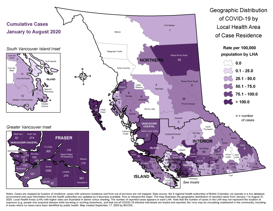 Total cases in the Tri-Cities from January to the end of August totalled 305, though 127 of those (4