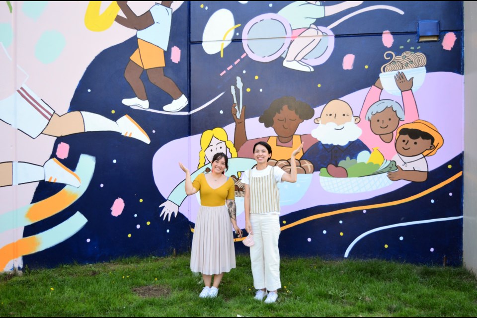 April dela Noche Milne (left) and Dawn Lo created the Thompson Community Centre mural, which will be one of many artworks highlighted in the 2020 BC Culture Days event. Photo submitted