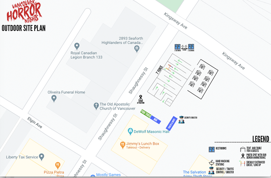 Here's the Vancouver Horror Nights outdoor site plan.