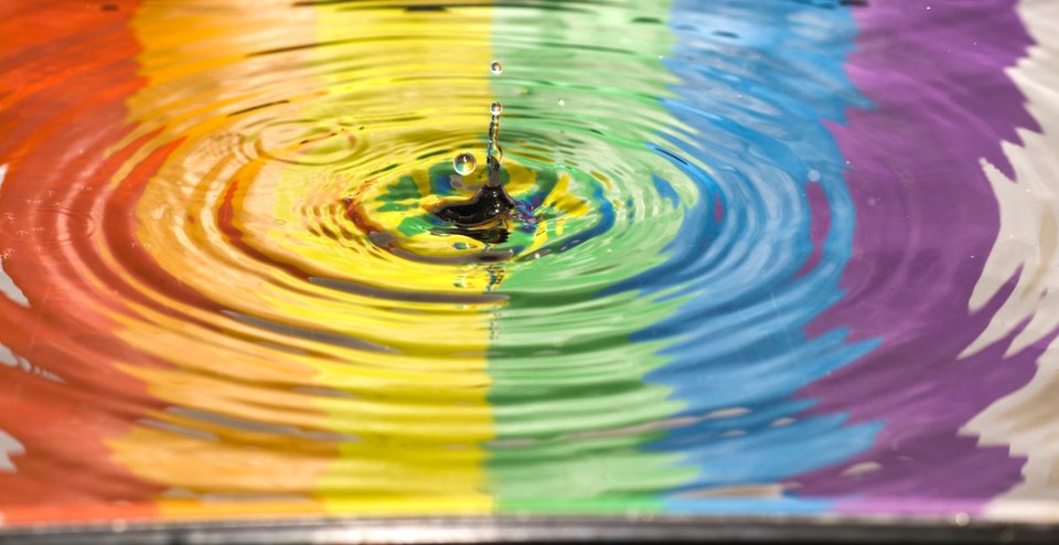 LGBTQ flag reflection in water