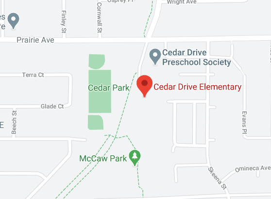 Location near Cedar Drive elementary school w