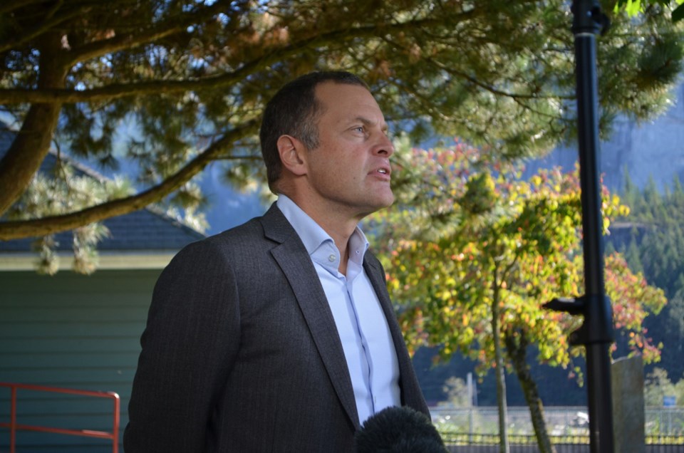 Jeremy Valeriote announcing his candidacy in downtown Squamish on Tuesday.