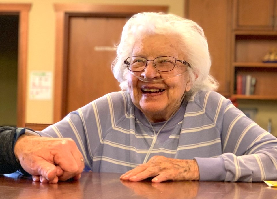 older woman smiling