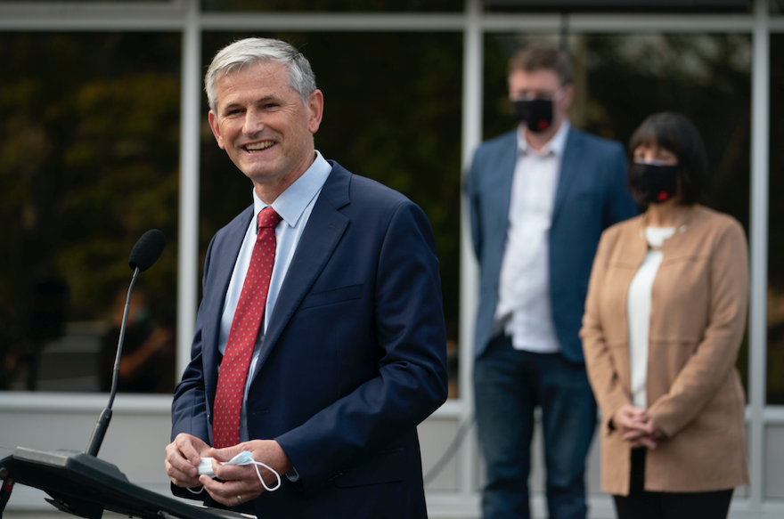 B.C. Liberal leader Andrew Wilkinson unveiled his latest crop of local candidates at a campaign stop in Port Moody Tuesday, where he reiterated his promise to cut provincial sales taxes in a bid to re-claim the riding.