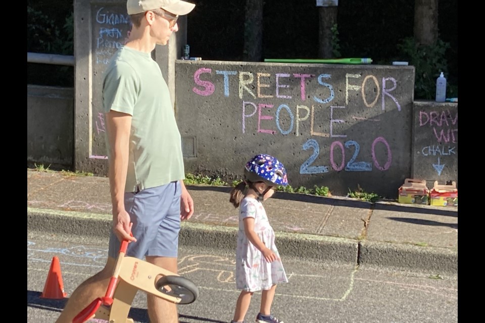 Chalk art was one of the activities offered at a Streets for People event on Sept. 28. Several more events are planned in New West.