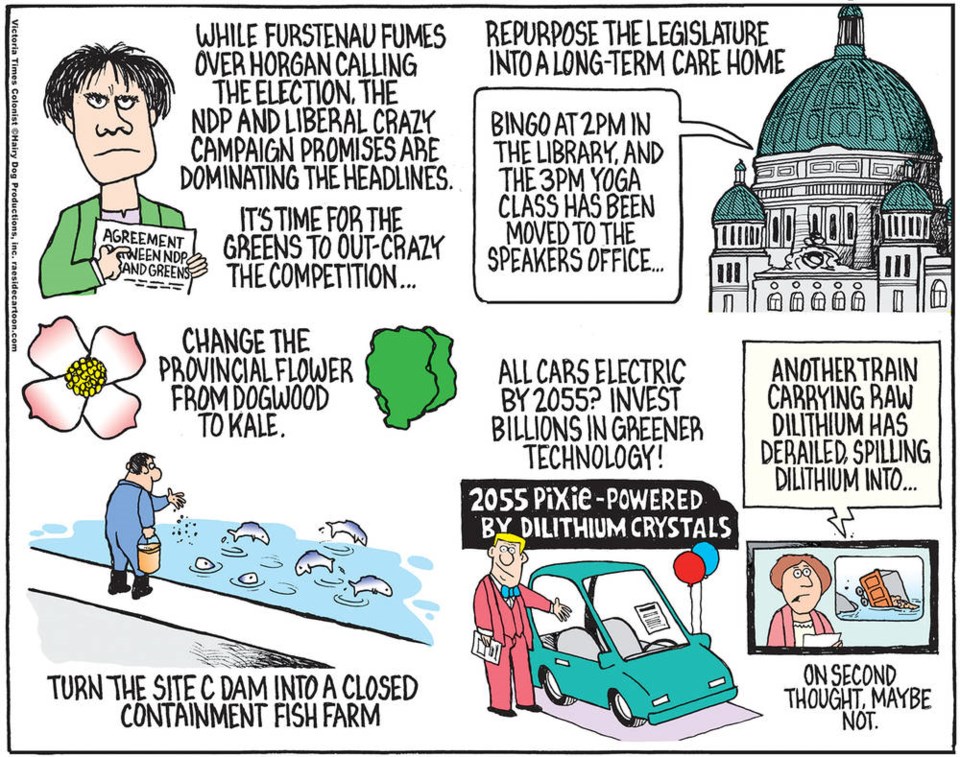 Adrian Raeside cartoon, Oct. 7, 2020, Green Party's election promises