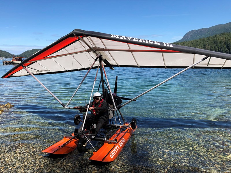 ADVENTUROUS AVIATOR: Bernd Scheifele uses Okeover Inlet as a runway for takeoffs and landings while piloting his homemade aircraft. Grant Lawrence photo